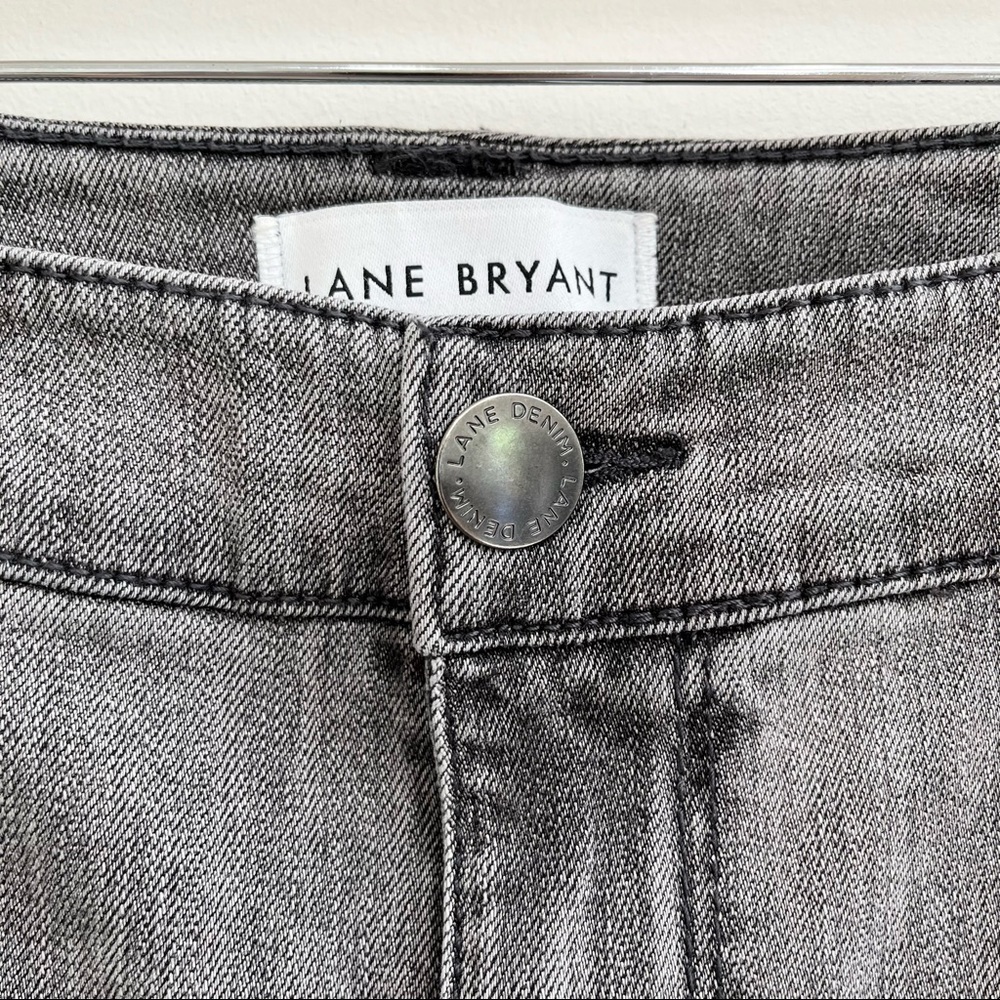 Lane Bryant gray mid rise skinny jeans flex magic waistband diamond stud ankle - Picture 9 of 9